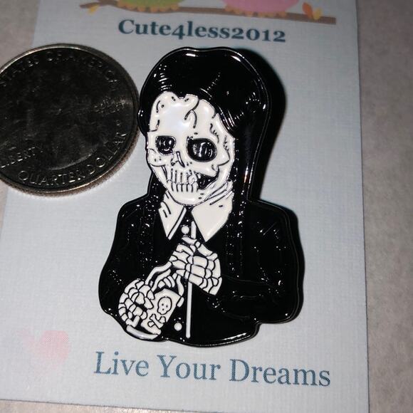 Skeleton Wednesday Adams Adams Family Pin Brooch - Picture 1 of 2